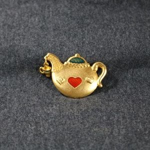 vintage costume jewelry kerissa gold tone tea pot brooch